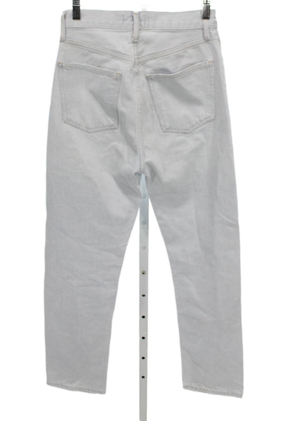 Agolde Women High Rise Straight Jeans Blue Button Cotton Blend Size 24