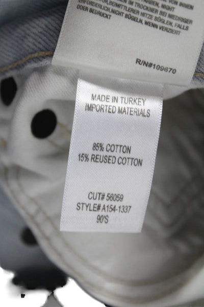 Agolde Women High Rise Straight Jeans Blue Button Cotton Blend Size 24