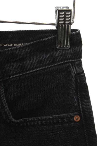 Denim Forum Women Wide-Leg Black Jeans High Rise Button 29 Inseam Size 24