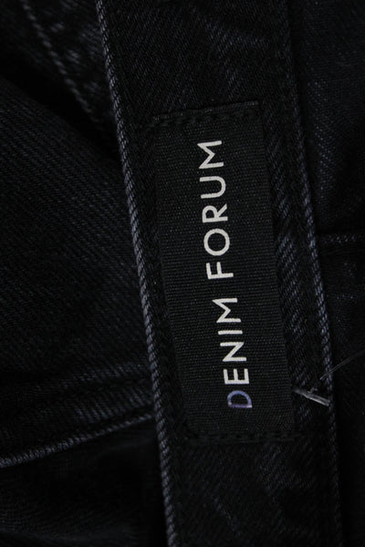 Denim Forum Women Wide-Leg Black Jeans High Rise Button 29 Inseam Size 24