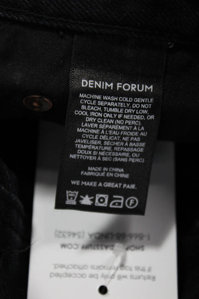 Denim Forum Women Wide-Leg Black Jeans High Rise Button 29 Inseam Size 24