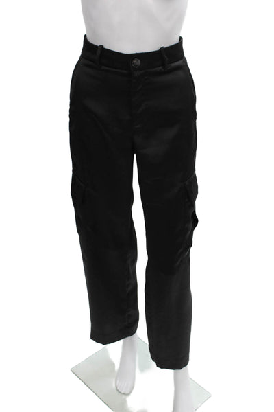 Zara Women Cargo Pants Black Polyester Button Inseam 26 Size S