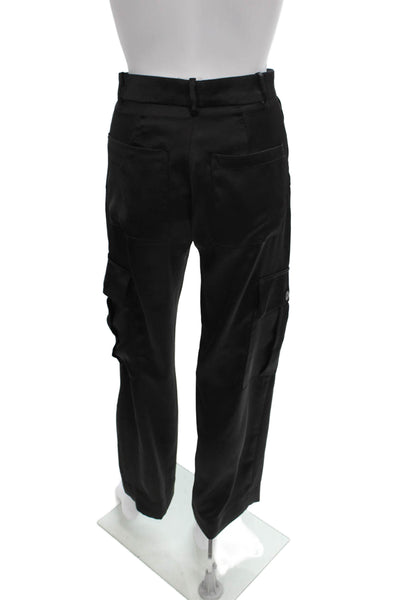 Zara Women Cargo Pants Black Polyester Button Inseam 26 Size S
