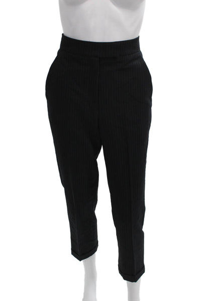 A.L.C. Womens Cropped Striped Black Pants Zip Size 2