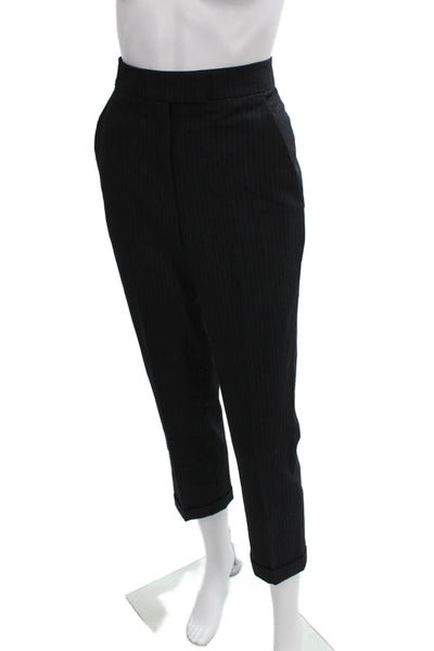 A.L.C. Womens Cropped Striped Black Pants Zip Size 2