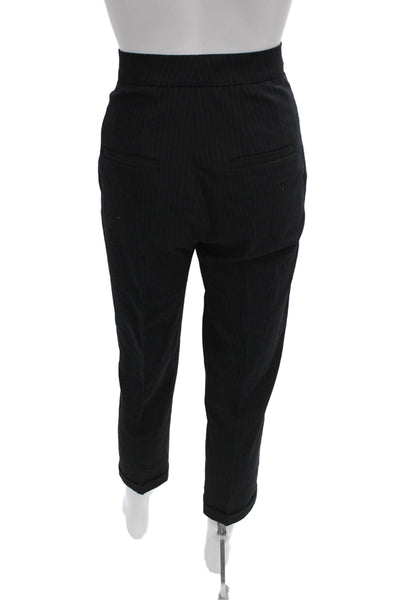 A.L.C. Womens Cropped Striped Black Pants Zip Size 2