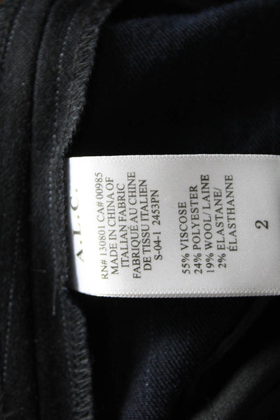A.L.C. Womens Cropped Striped Black Pants Zip Size 2