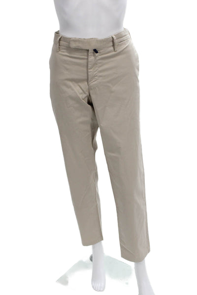 Incotex Mens Chino Pants Beige Cotton Button Solid Size 48