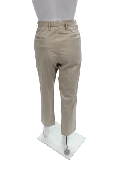Incotex Mens Chino Pants Beige Cotton Button Solid Size 48