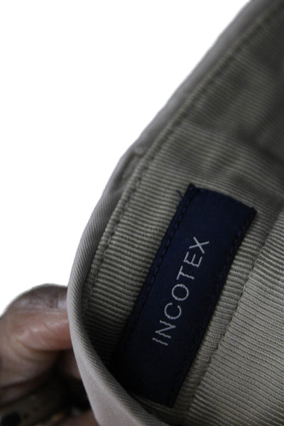 Incotex Mens Chino Pants Beige Cotton Button Solid Size 48