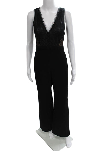 Jonathan Simkhai Women Jumpsuit Black Floral V-Neck Sleeveless Size 2