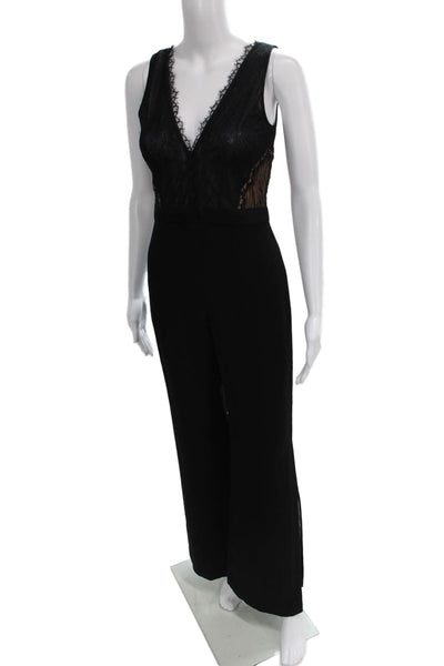 Jonathan Simkhai Women Jumpsuit Black Floral V-Neck Sleeveless Size 2