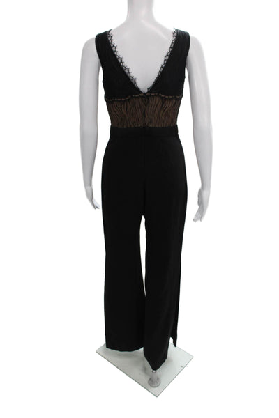 Jonathan Simkhai Women Jumpsuit Black Floral V-Neck Sleeveless Size 2