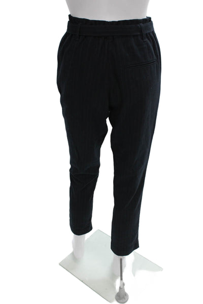 Designers Society Womens Paperbag Tie Waist Striped Blue Pants Size XS