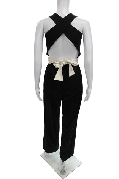 Kimberly Taylor Women Black Halter Sleeveless Jumpsuit Tie Size XS