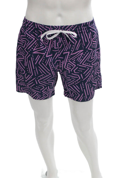 Chubbies Mens Swim Shorts Blue Mesh Geometric Size S