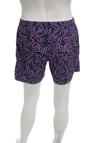 Chubbies Mens Swim Shorts Blue Mesh Geometric Size S