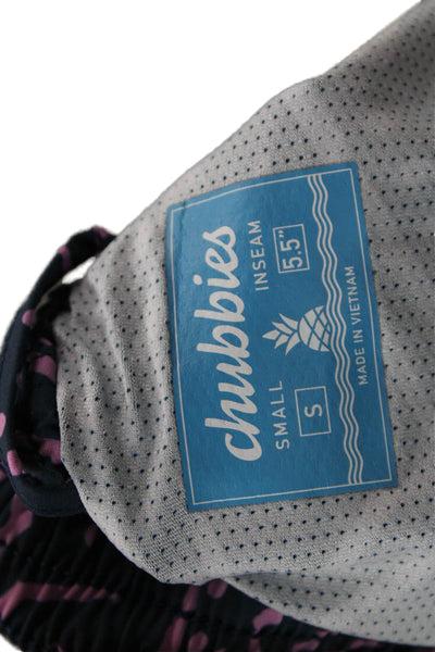 Chubbies Mens Swim Shorts Blue Mesh Geometric Size S