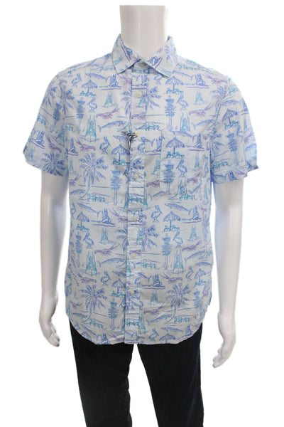 Vineyard Vines Mens Key West Button Down Shirt Ice Water Blue Size Small