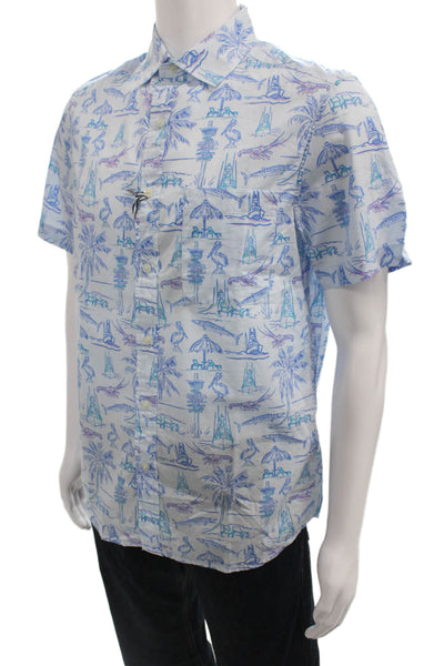 Vineyard Vines Mens Key West Button Down Shirt Ice Water Blue Size Small