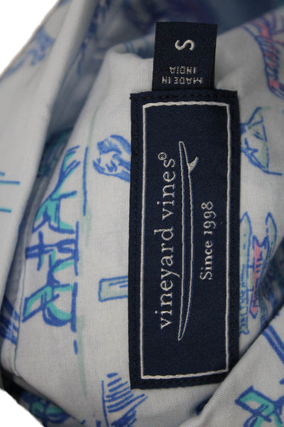Vineyard Vines Mens Key West Button Down Shirt Ice Water Blue Size Small