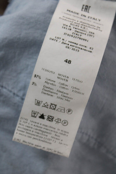 Rosso35 Women Ankle Pants Blue 97% Cotton Button Size 48
