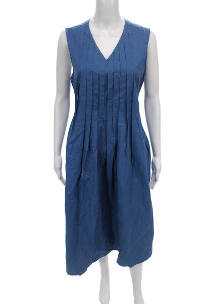 Black Crane Womens Sundress Blue Cotton V-Neck Knee Length Sleeveless Size XL