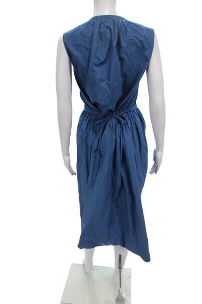 Black Crane Womens Sundress Blue Cotton V-Neck Knee Length Sleeveless Size XL