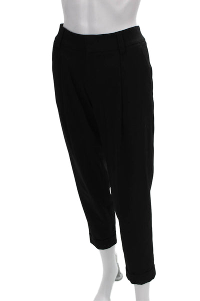 Alice + Olivia Women Black Cropped Pants Acetate Button Inseam 28 Size 4
