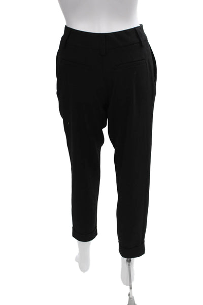 Alice + Olivia Women Black Cropped Pants Acetate Button Inseam 28 Size 4
