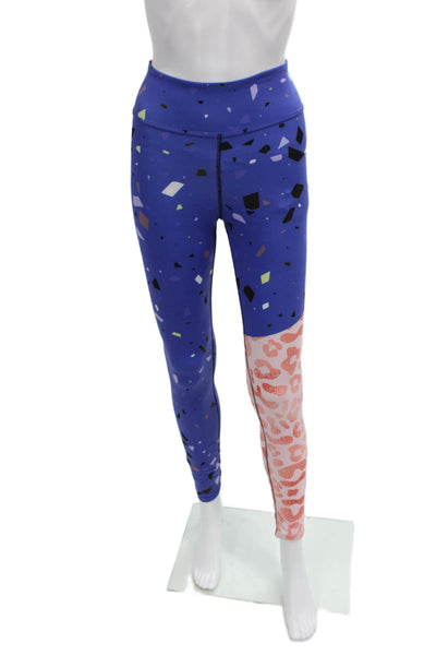 Loony Legs Womens Ankle Geometric Blue Leggings Size S
