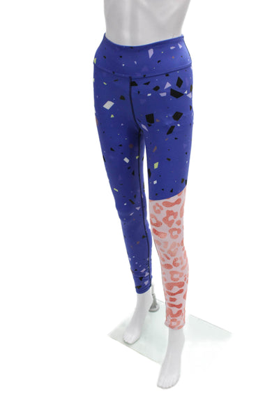 Loony Legs Womens Ankle Geometric Blue Leggings Size S