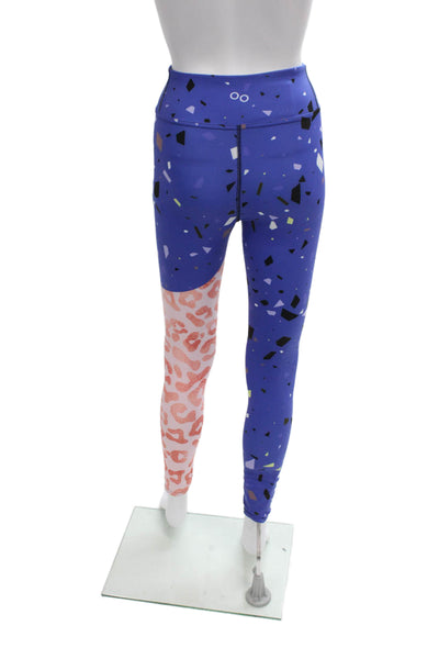 Loony Legs Womens Ankle Geometric Blue Leggings Size S