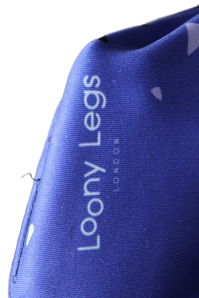 Loony Legs Womens Ankle Geometric Blue Leggings Size S