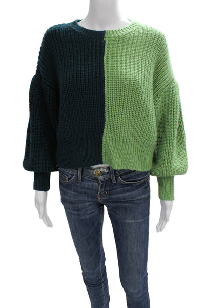 Cinq A Sept Women Pullover Sweater Green 100% Acrylic Crew Neck Size XS