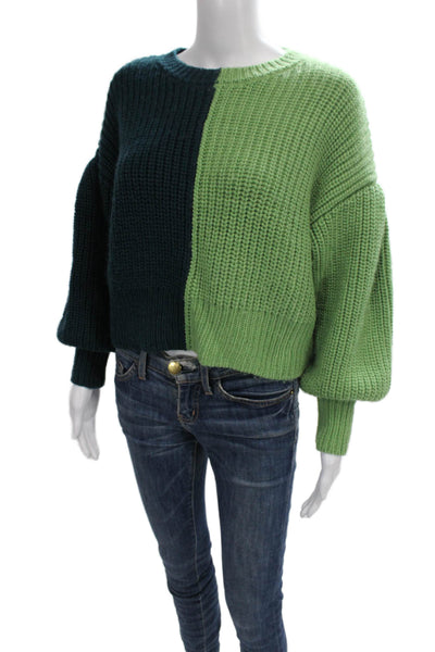 Cinq A Sept Women Pullover Sweater Green 100% Acrylic Crew Neck Size XS