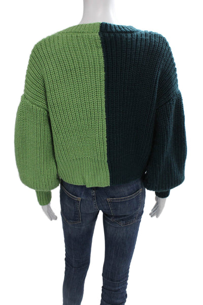 Cinq A Sept Women Pullover Sweater Green 100% Acrylic Crew Neck Size XS