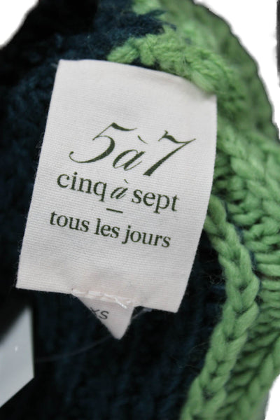Cinq A Sept Women Pullover Sweater Green 100% Acrylic Crew Neck Size XS