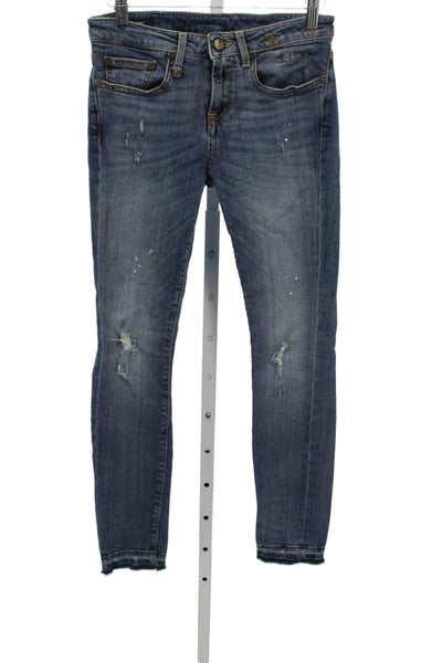 R13 Women Skinny Jeans Blue Mid Rise Inseam 27 Size 25