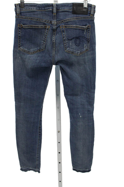 R13 Women Skinny Jeans Blue Mid Rise Inseam 27 Size 25