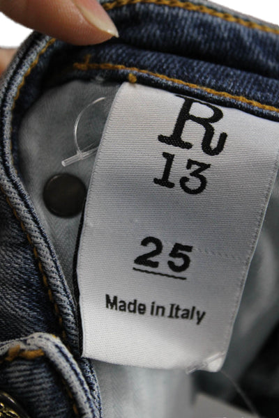 R13 Women Skinny Jeans Blue Mid Rise Inseam 27 Size 25