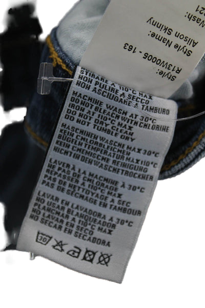 R13 Women Skinny Jeans Blue Mid Rise Inseam 27 Size 25