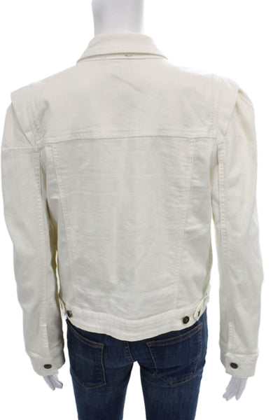 1 State Womens Basic Jacket White Long Sleeve Button Size L