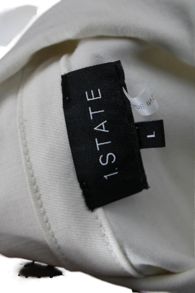1 State Womens Basic Jacket White Long Sleeve Button Size L