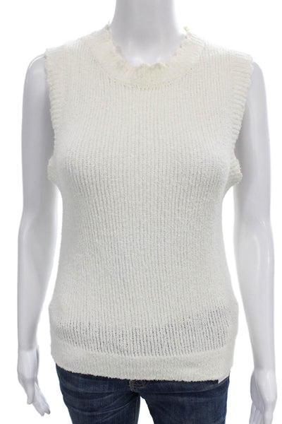 Splendid Women Mock Neck Vest White 85% Cotton Size XS