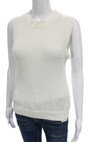 Splendid Women Mock Neck Vest White 85% Cotton Size XS