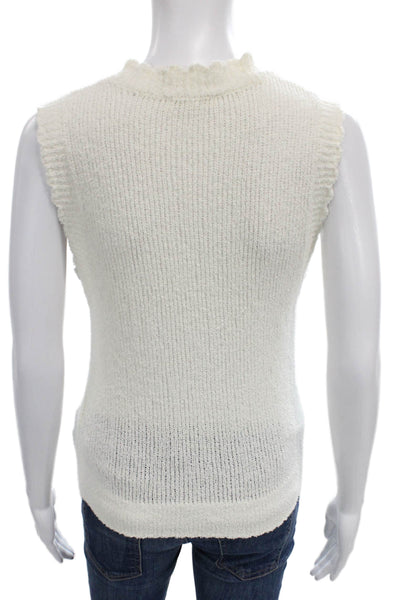Splendid Women Mock Neck Vest White 85% Cotton Size XS