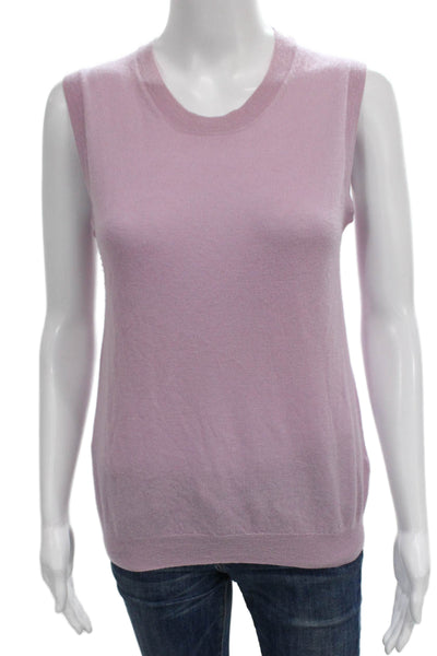 Elie Tahari Women Purple Knit Crewneck Sleeveless Vest Size S