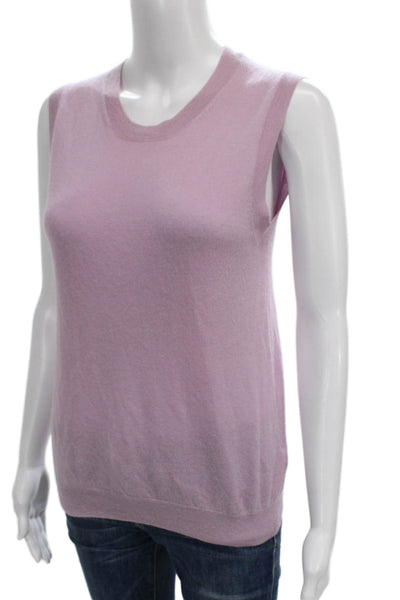 Elie Tahari Women Purple Knit Crewneck Sleeveless Vest Size S