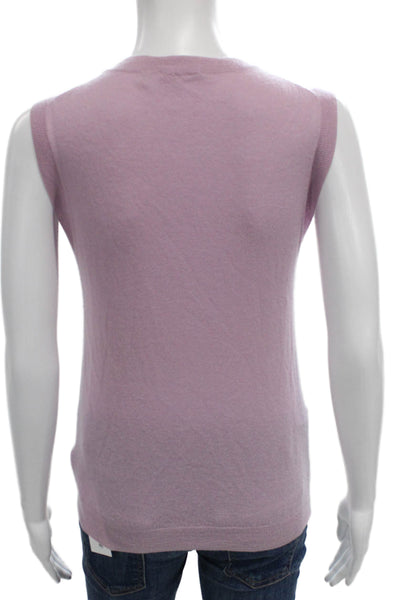 Elie Tahari Women Purple Knit Crewneck Sleeveless Vest Size S